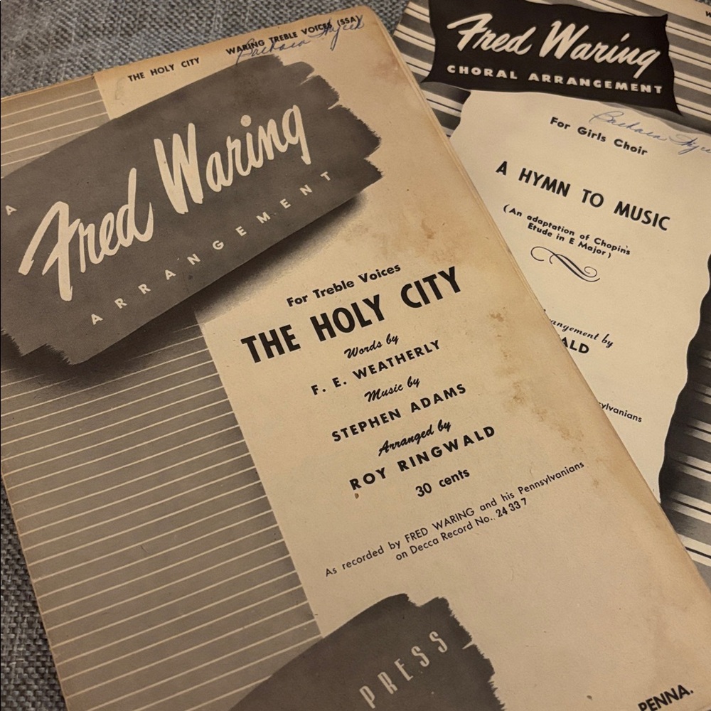 Fred Waring Choral Arrangement Sheet Music x 2 booklets